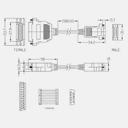 Kabel 1.5 m Delta Electronics DVPACAB315