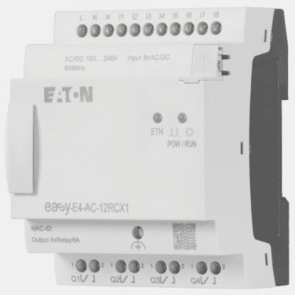 Sterownik 230VAC/DC 8 wejść cyfrowych 4 wyjścia przekaźnikowe EASY-E4-AC-12RCX1 Eaton