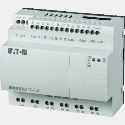Sterownik 12 wejść cyfrowych oraz 8 wyjść tranzystorowych Eaton EASY822-DC-TCX